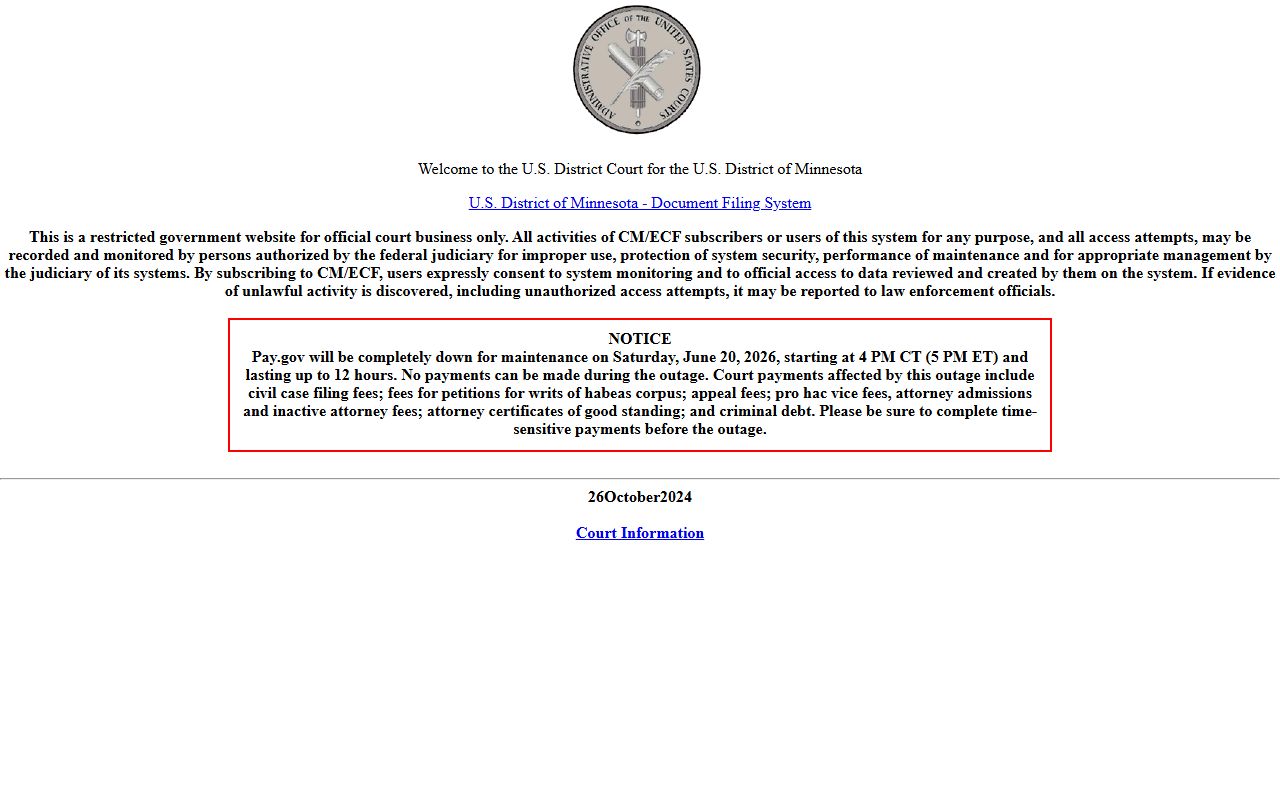 Benton County Court Administrator records CM ECF federal distinction