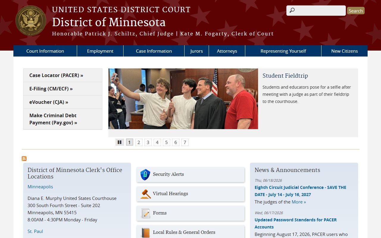 Benton County Court Administrator records federal district court distinction