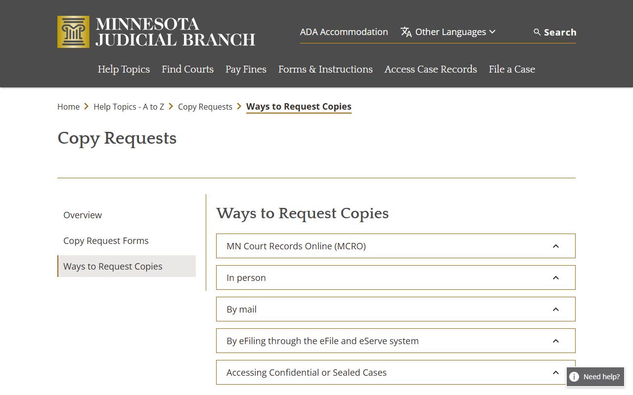 Benton County court records copy request methods