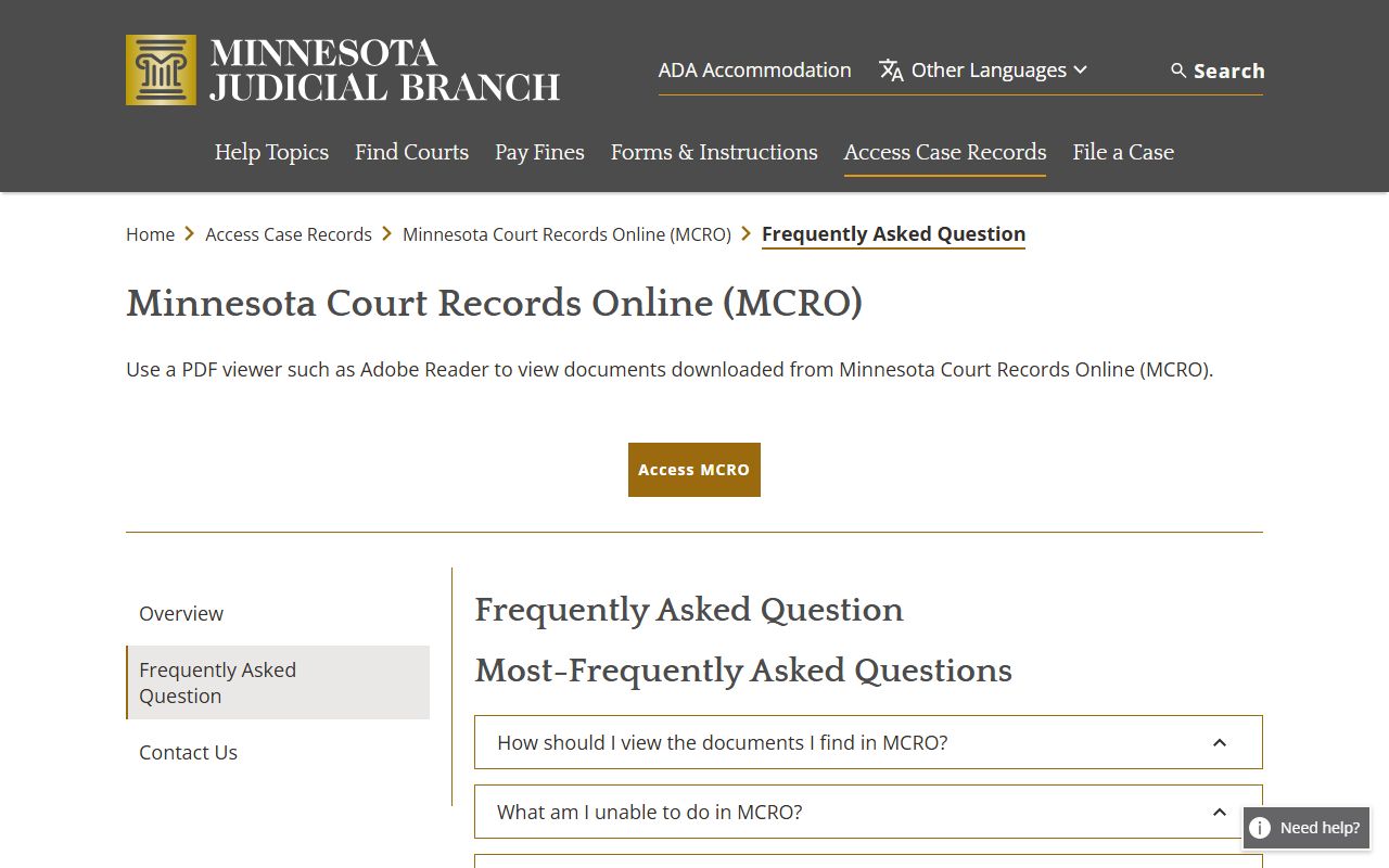 Benton County court records MCRO FAQ