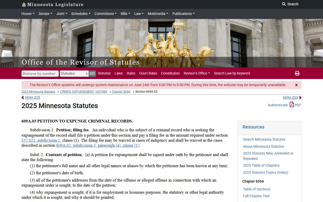 Benton County criminal court records criminal expungement petition statute