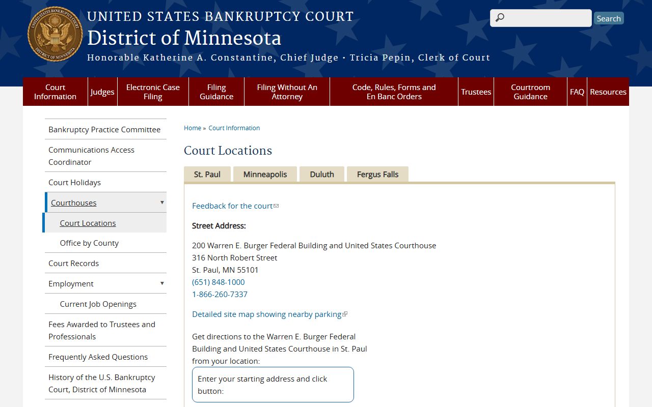 Benton County District Court records Minnesota bankruptcy locations