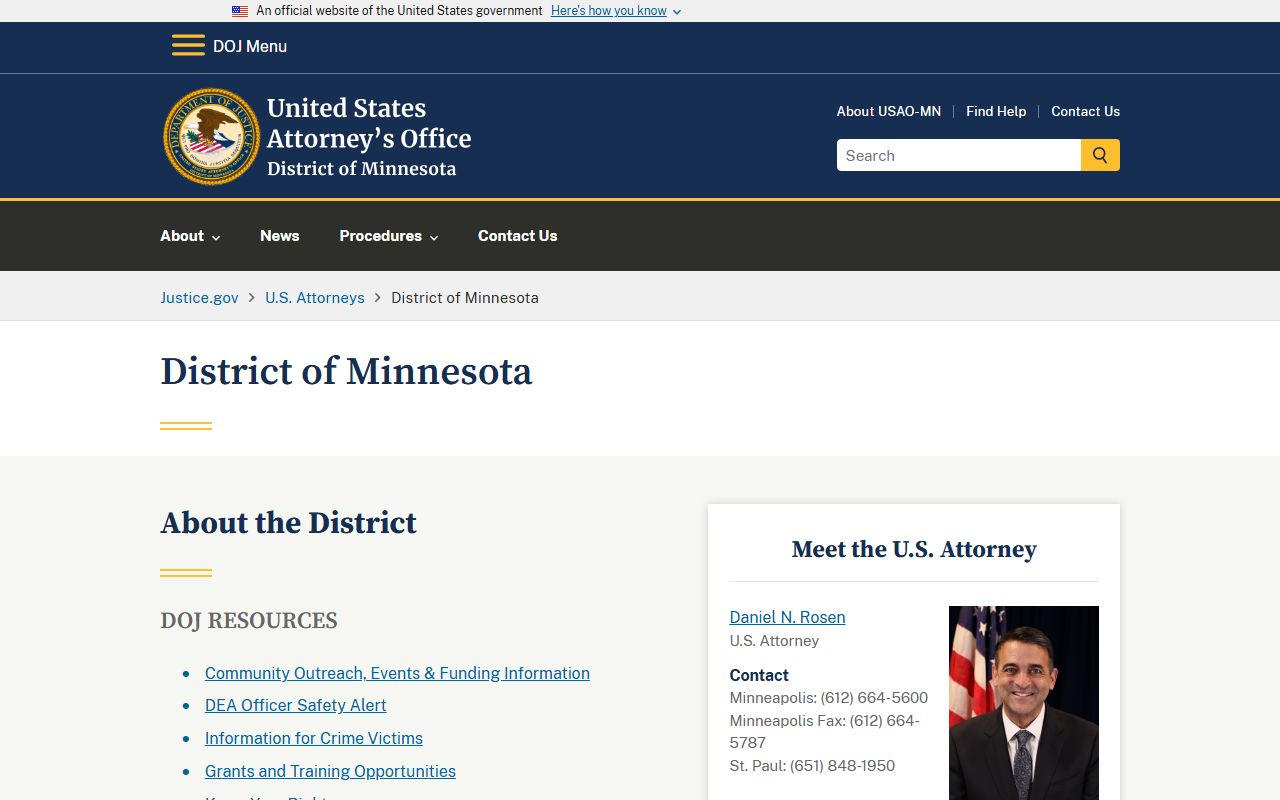 Benton County District Court records U.S. Attorney federal distinction