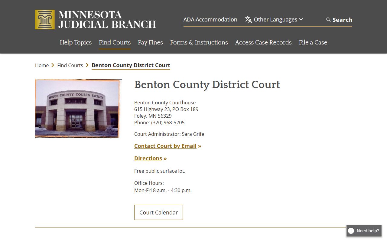 Benton County court records District Court official page