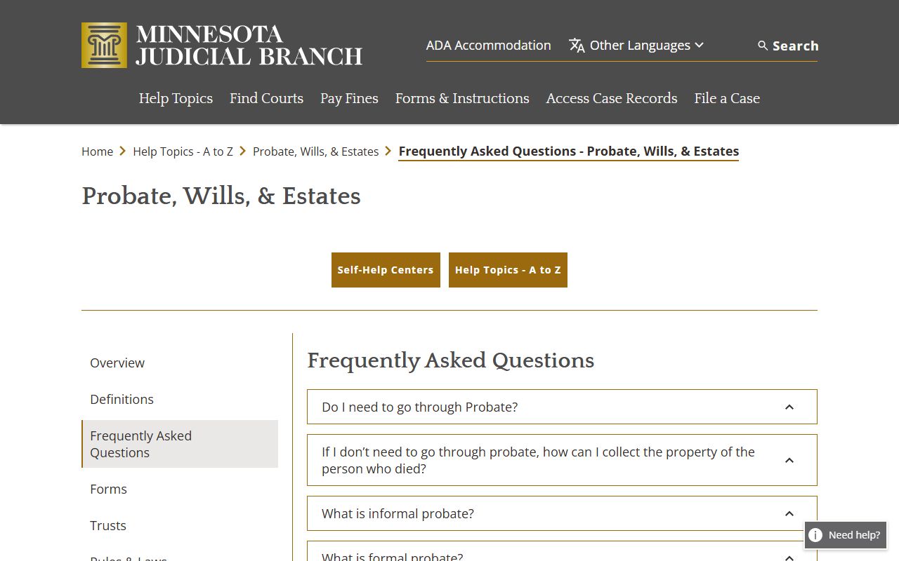 Benton County probate records Minnesota probate FAQ